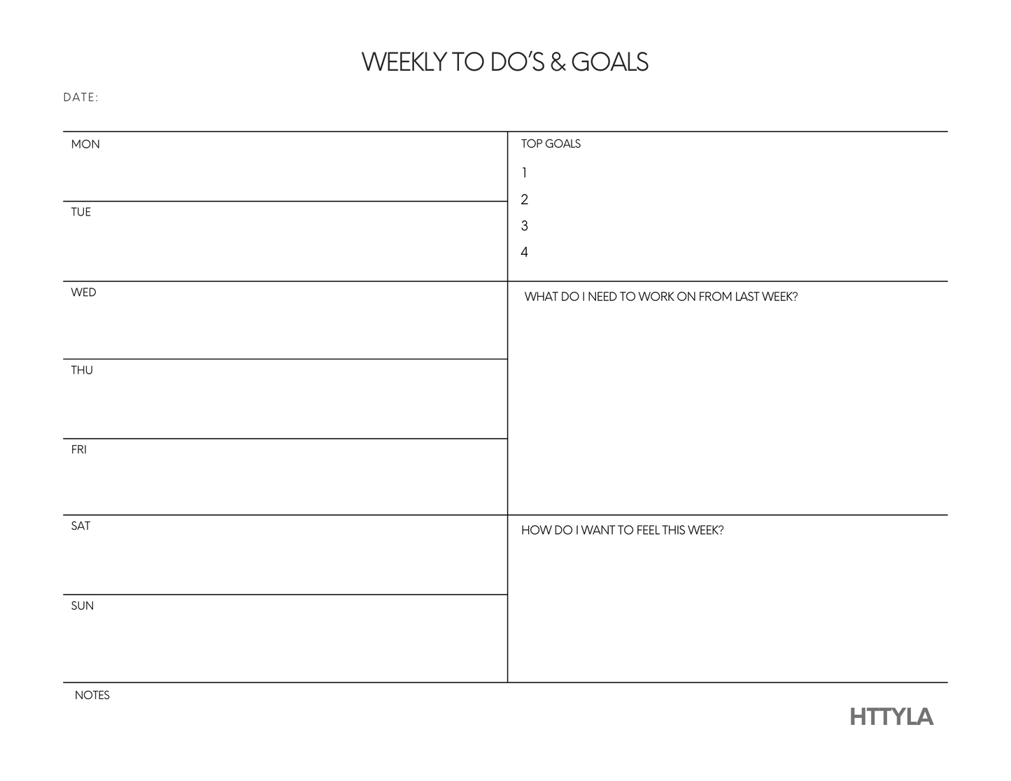 Weekly Goal Notepad