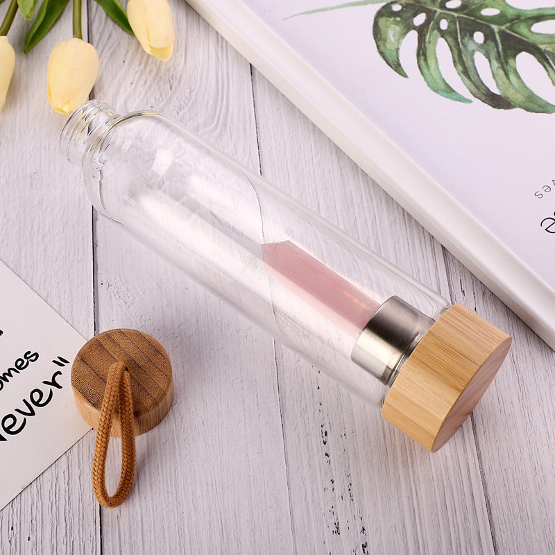 Crystal Infused Bamboo Water Bottle